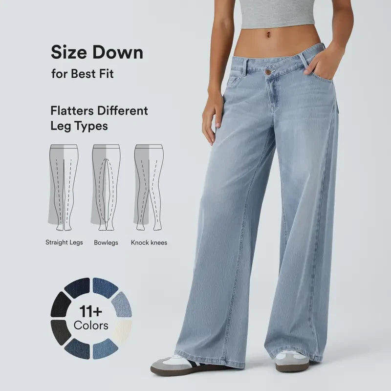 Halara Flex Asymmetric Baggy Wide Leg Jeans