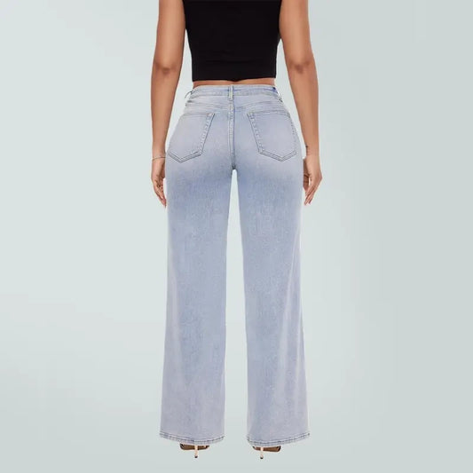 Stretchy Wide Leg Baggy Jeans